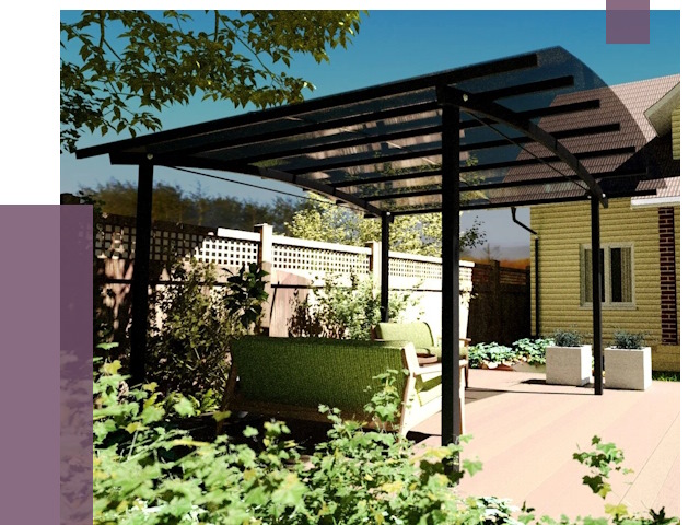 Навесы для террасы в Кашире от 13278 руб. под ключ | ПРОЛЁТ-Кшр