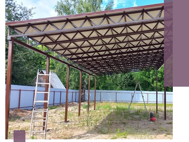 Односкатные навесы под ключ в Кашире — изготовление и монтаж