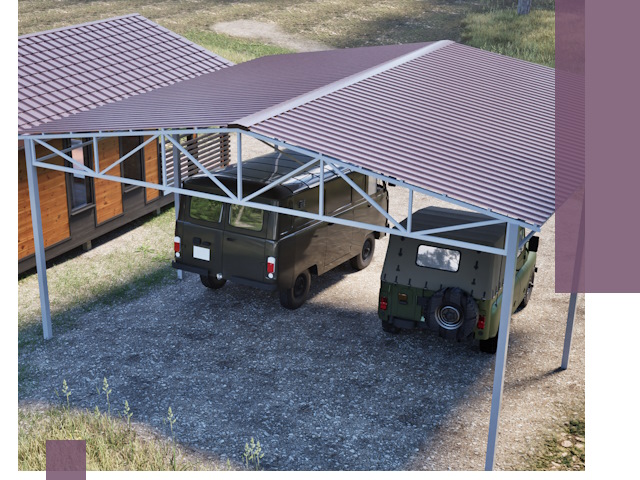 Двускатные навесы под ключ в Кашире — изготовление и монтаж